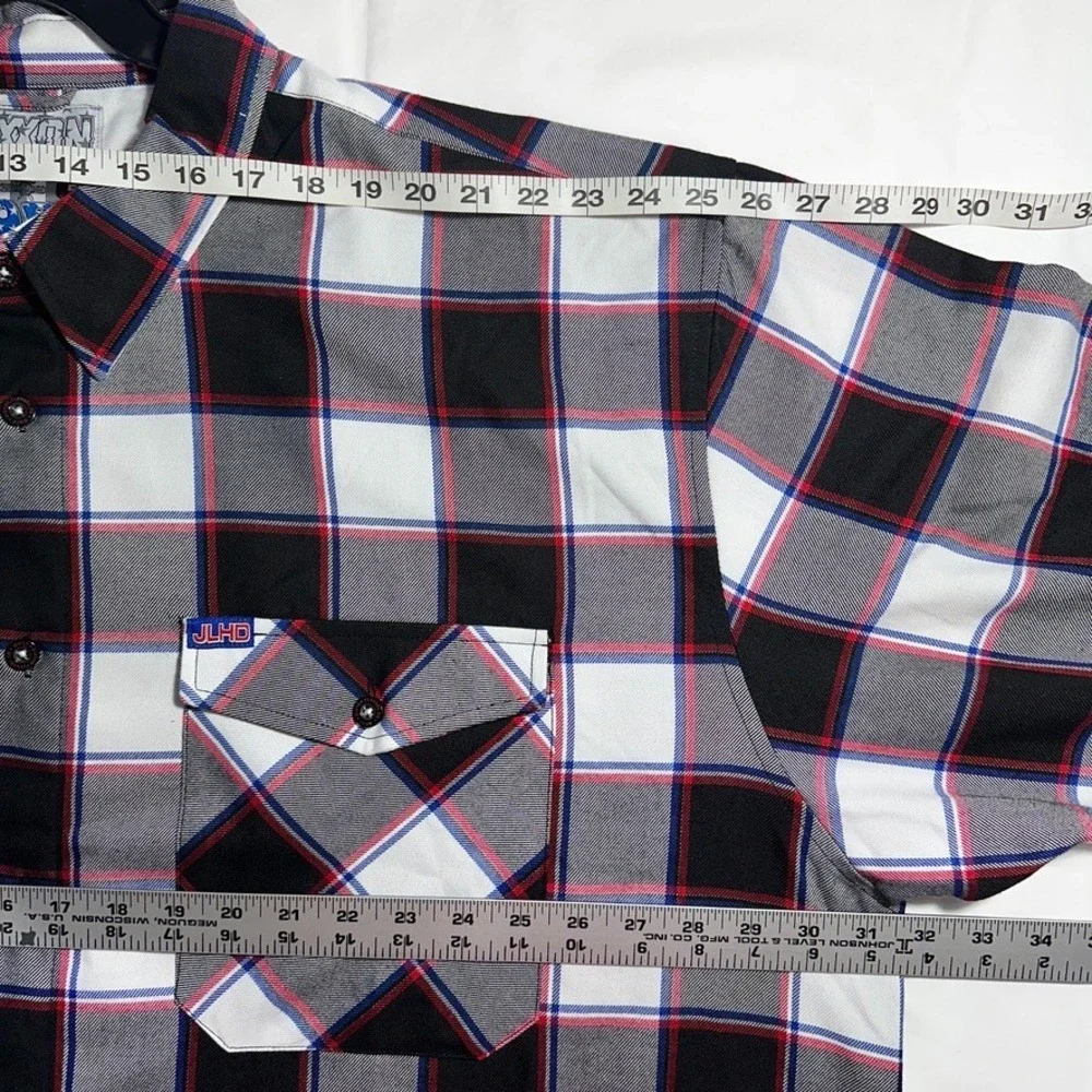 Dixxon/JLHD HD Colab Boat Tail Flannel Men's‎ 5XL Red White Blue Black Plaid - Picture 5 of 7